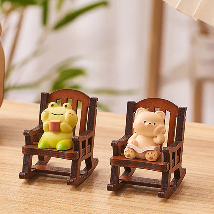 Buddha Stones Fauteuil à bascule en résine, motif animal kawaii, décoration de bureau confortable - image 3