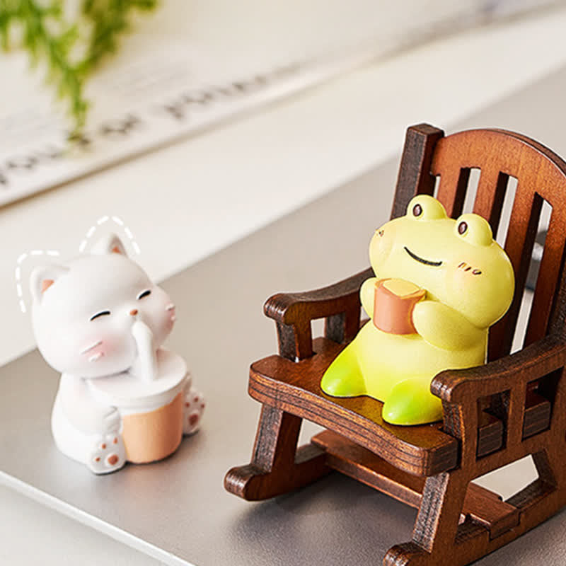 Buddha Stones Fauteuil à bascule en résine, motif animal kawaii, décoration de bureau confortable - image 4