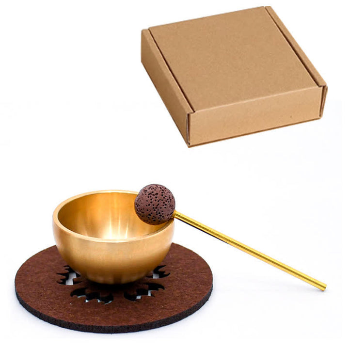 Buddha Stones Coffret cadeau de mini bols chantants de méditation en laiton pour l'ancrage - Emballage simple - Cuivre (Équilibre ♥ Richesse) - image 10