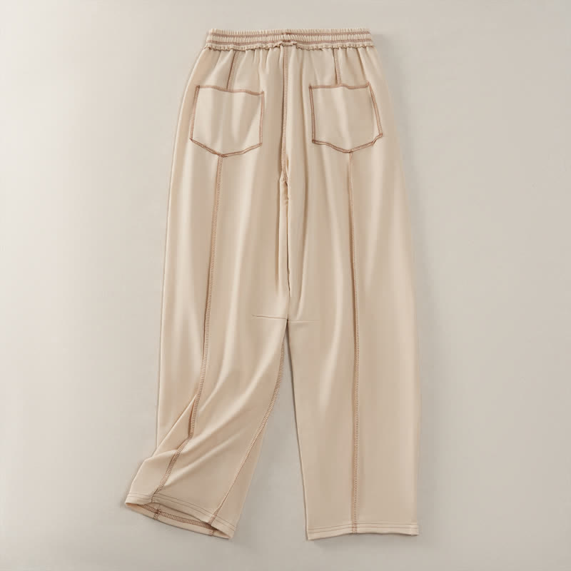 Pantalon d'été Buddha Stones et minimaliste à cordon de serrage et poches plaquées, couleur unie, ourlet 7/8, pour femme. - image 1