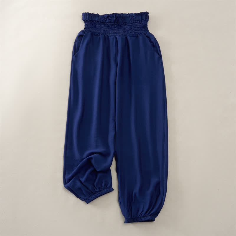 Buddha Stones Pantalon court d'été minimaliste et décontracté pour femme, avec poche - Marine - 2XL - image 0