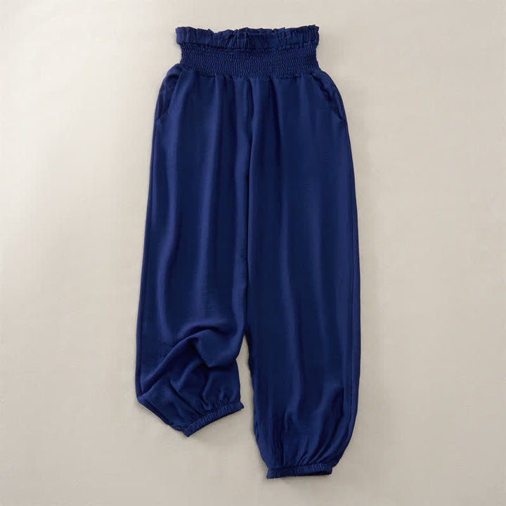 Buddha Stones Pantalon court d'été minimaliste et décontracté pour femme, avec poche - Marine - 2XL - image 0