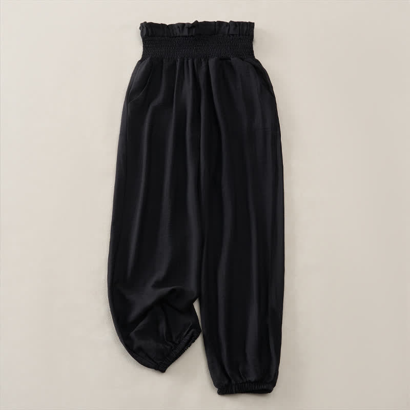 Buddha Stones Pantalon court d'été minimaliste et décontracté pour femme, avec poche - Noir - 2XL - image 7
