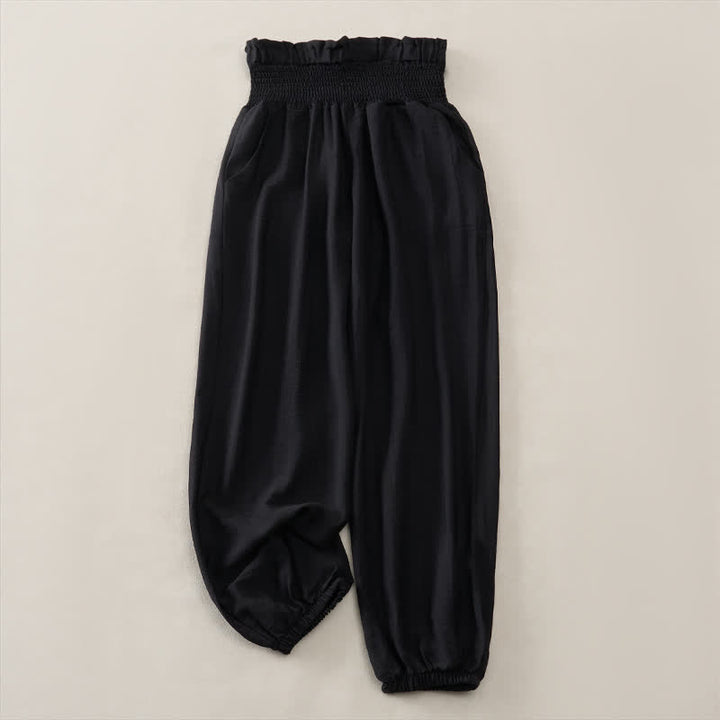 Buddha Stones Pantalon court d'été minimaliste et décontracté pour femme, avec poche - Noir - 2XL - image 7