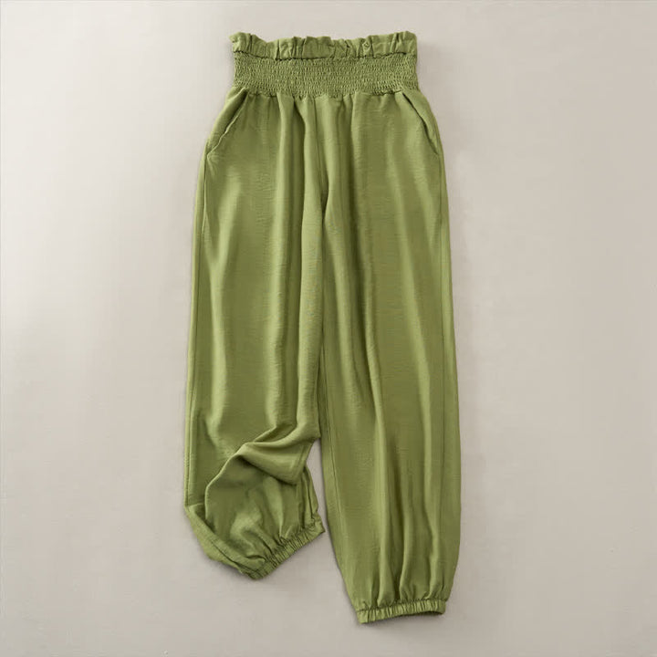 Buddha Stones Pantalon court d'été minimaliste et décontracté pour femme, avec poche - Vert olive - 2XL - image 14