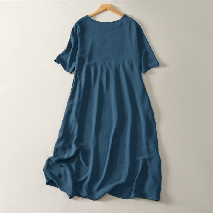 Robe d'été minimaliste et décontractée à manches courtes pour femme, avec poche , Buddha Stones - image 1