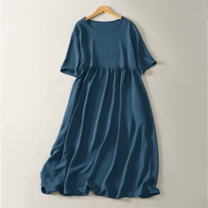 Robe d'été minimaliste et décontractée à manches courtes pour femme, avec poche , Buddha Stones - SteelBlue - US8-10, UK/AU12-14, EU40-42 (2XL) - image 0