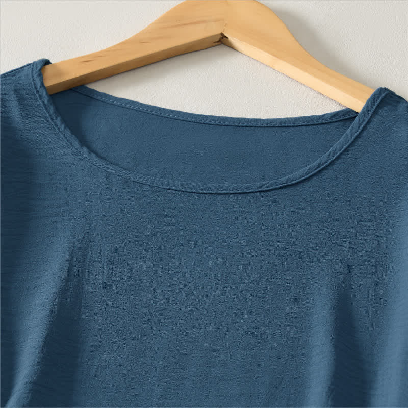Robe d'été minimaliste et décontractée à manches courtes pour femme, avec poche , Buddha Stones - image 2