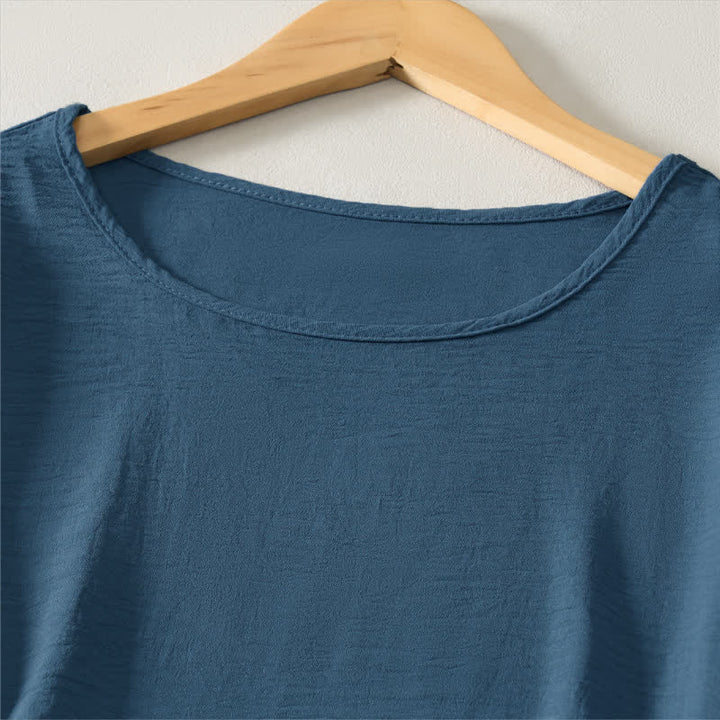 Robe d'été minimaliste et décontractée à manches courtes pour femme, avec poche , Buddha Stones - image 2