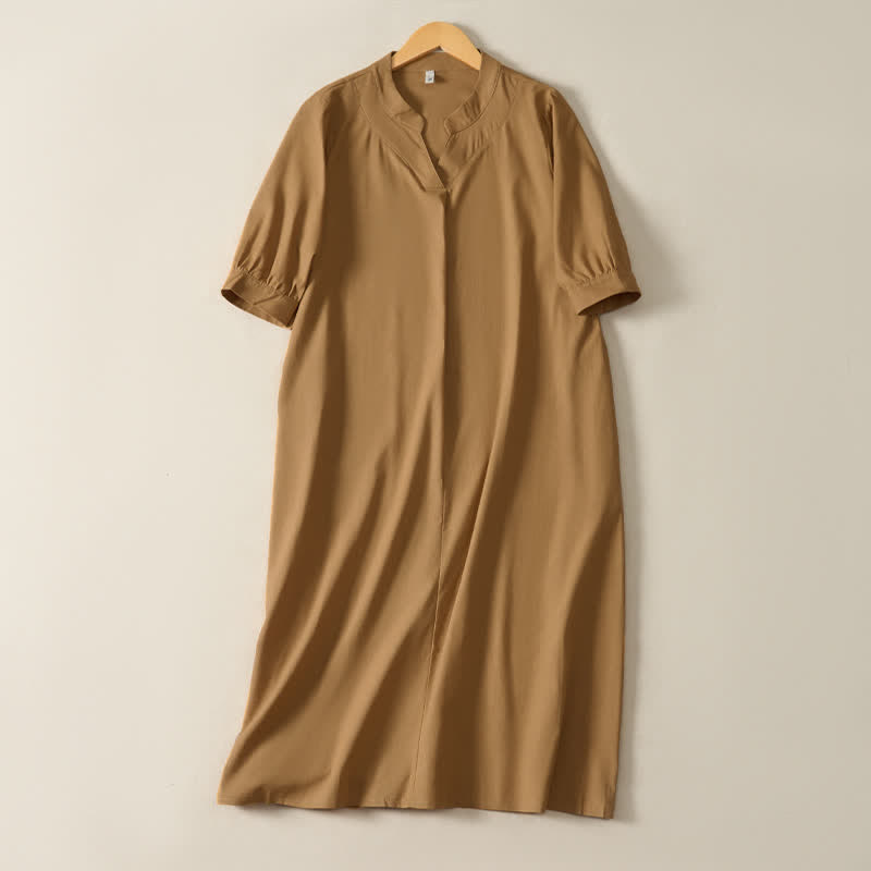 Buddha Stones Robe d'été minimaliste, simple, unie, à manches courtes et poches pour femme - Pérou - US12, UK/AU16, EU44 (2XL) - image 0