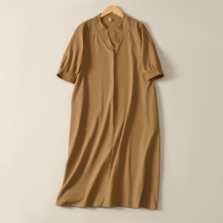 Buddha Stones Robe d'été minimaliste, simple, unie, à manches courtes et poches pour femme - Pérou - US12, UK/AU16, EU44 (2XL) - image 0