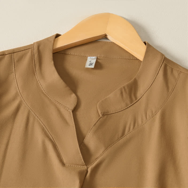 Buddha Stones Robe d'été minimaliste, simple, unie, à manches courtes et poches pour femme - image 2