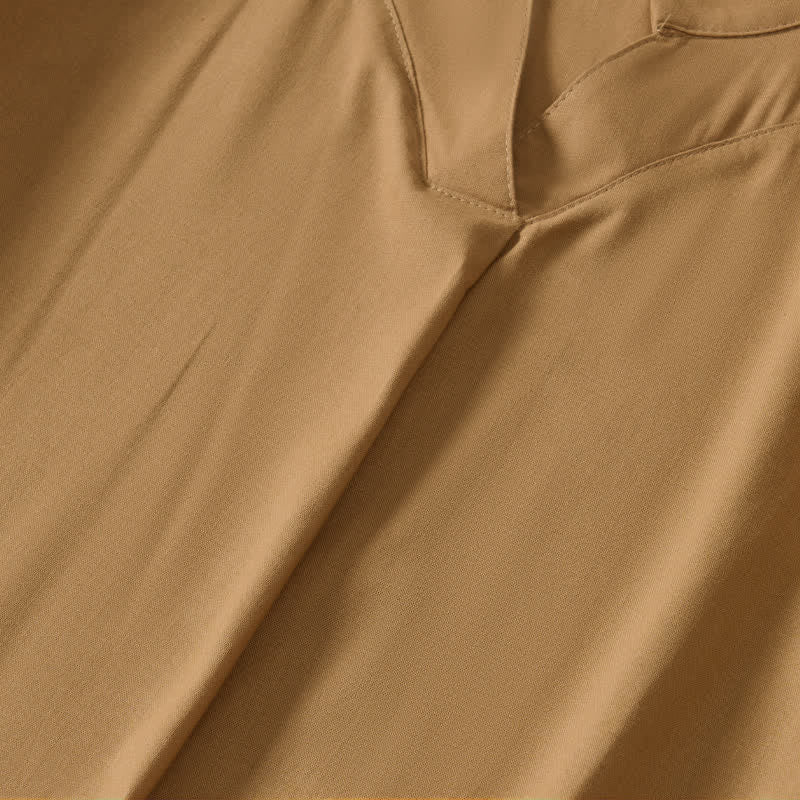 Buddha Stones Robe d'été minimaliste, simple, unie, à manches courtes et poches pour femme - image 3
