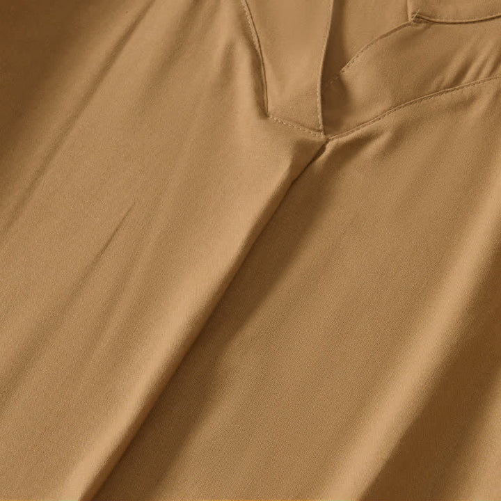 Buddha Stones Robe d'été minimaliste, simple, unie, à manches courtes et poches pour femme - image 3