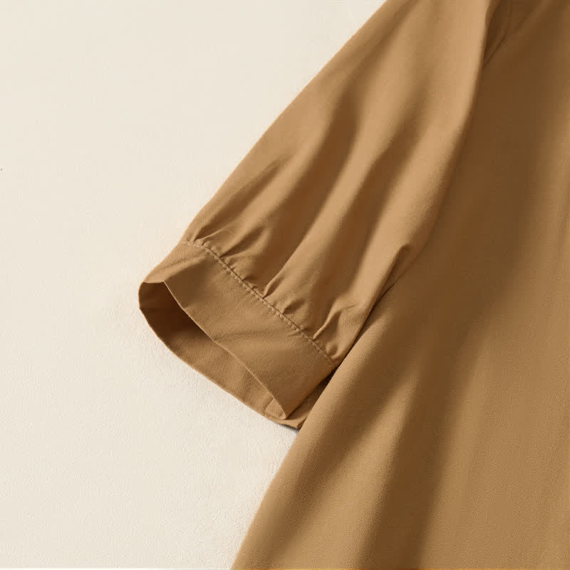 Buddha Stones Robe d'été minimaliste, simple, unie, à manches courtes et poches pour femme - image 4