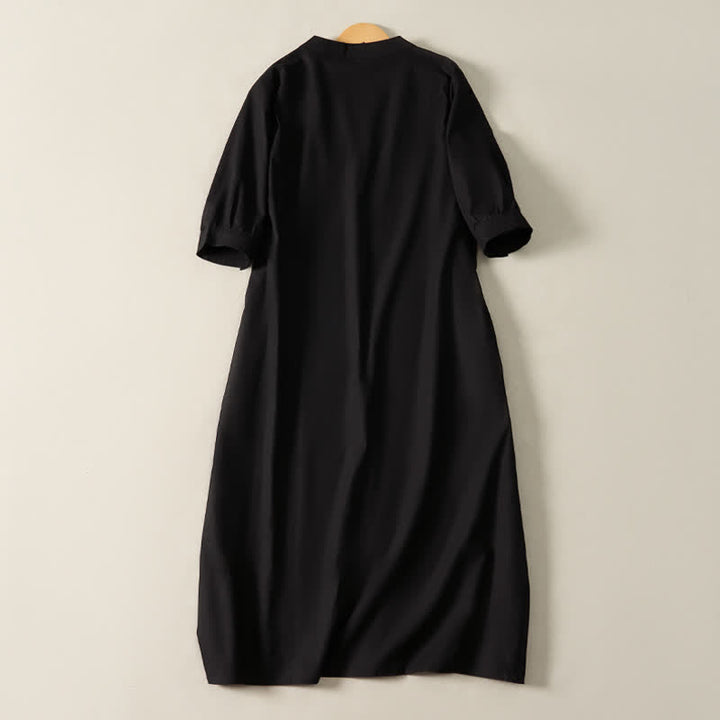 Buddha Stones Robe d'été minimaliste, simple, unie, à manches courtes et poches pour femme - image 9