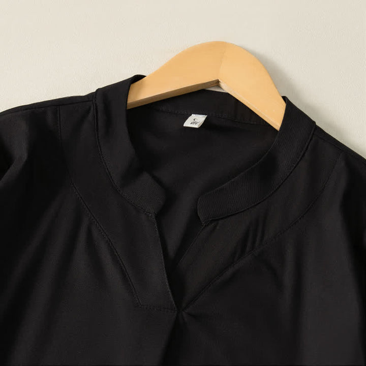 Buddha Stones Robe d'été minimaliste, simple, unie, à manches courtes et poches pour femme - image 13