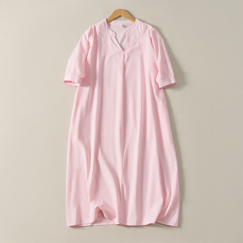 Buddha Stones Robe d'été minimaliste, simple, unie, à manches courtes et poches pour femme - Rose clair - US12, UK/AU16, EU44 (2XL) - image 17