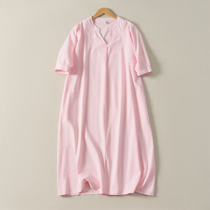 Buddha Stones Robe d'été minimaliste, simple, unie, à manches courtes et poches pour femme - Rose clair - US12, UK/AU16, EU44 (2XL) - image 17