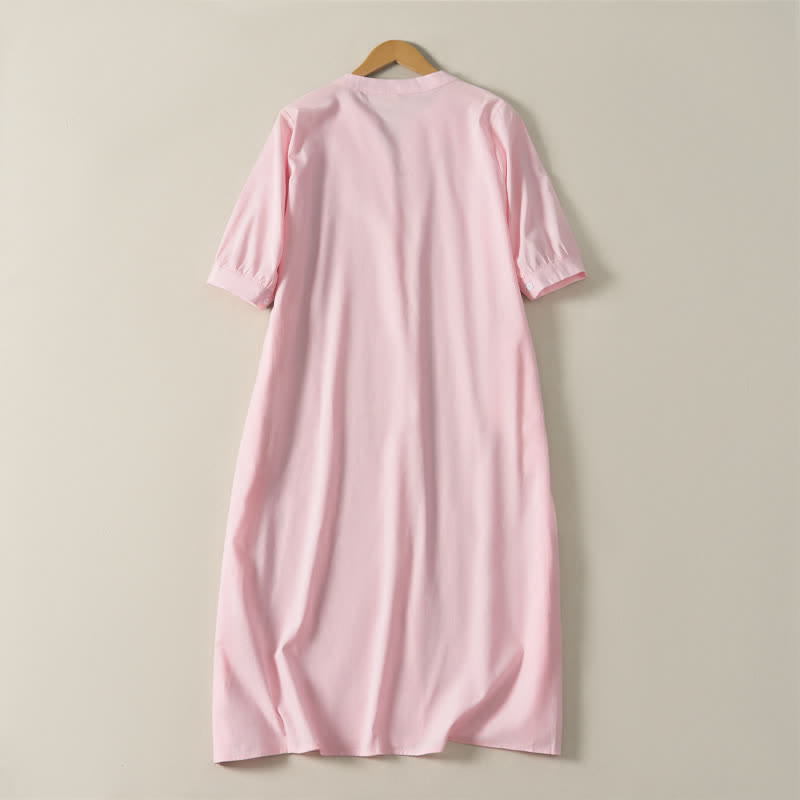 Buddha Stones Robe d'été minimaliste, simple, unie, à manches courtes et poches pour femme - image 19