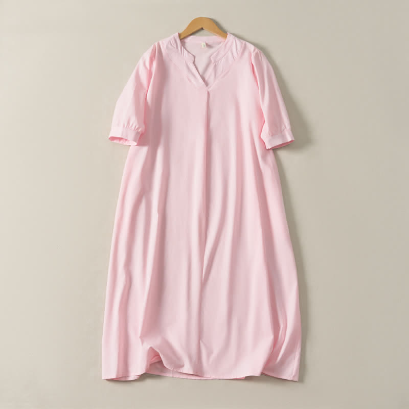 Buddha Stones Robe d'été minimaliste, simple, unie, à manches courtes et poches pour femme - image 18