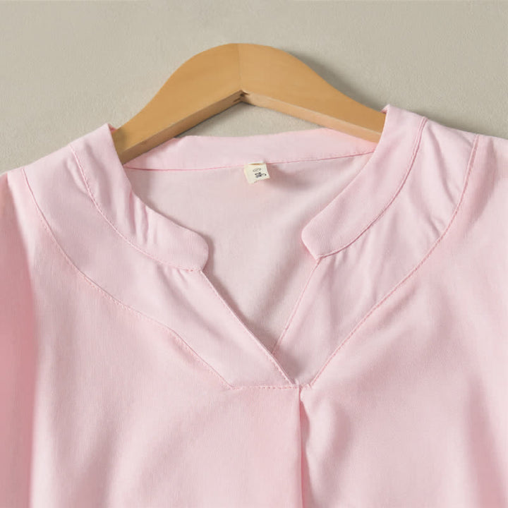 Buddha Stones Robe d'été minimaliste, simple, unie, à manches courtes et poches pour femme - image 20