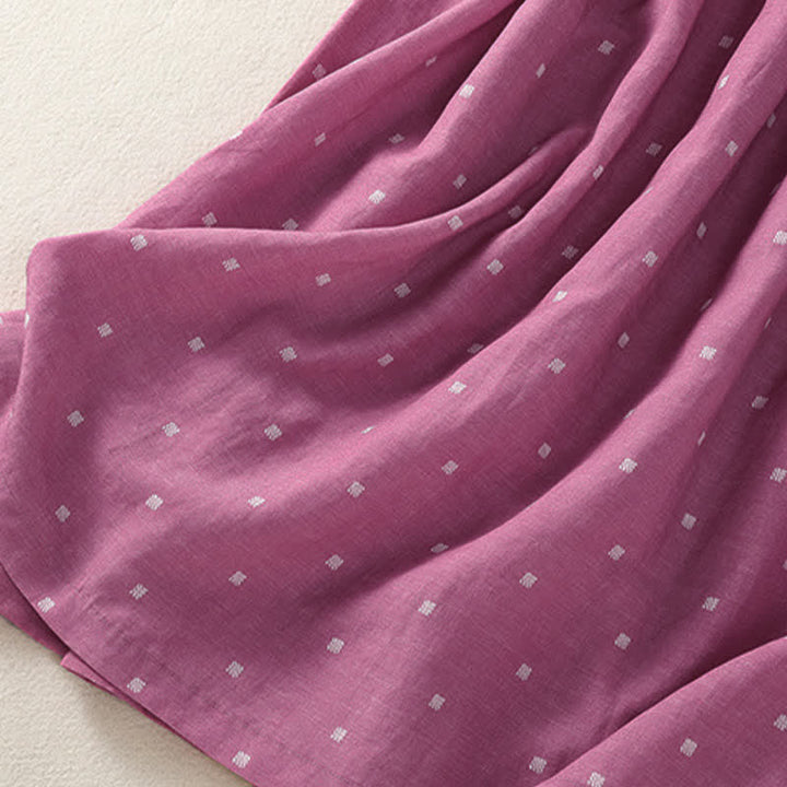 Buddha Stones Robe d'été élégante et décontractée à pois, sans manches, avec cordon de serrage et poches, pour femme. - image 8