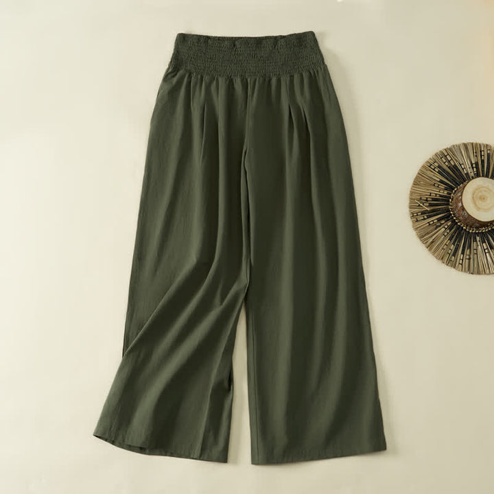 Buddha Stones Pantalon long uni décontracté et minimaliste pour femme, style printemps-été, jambes larges et poches - image 8