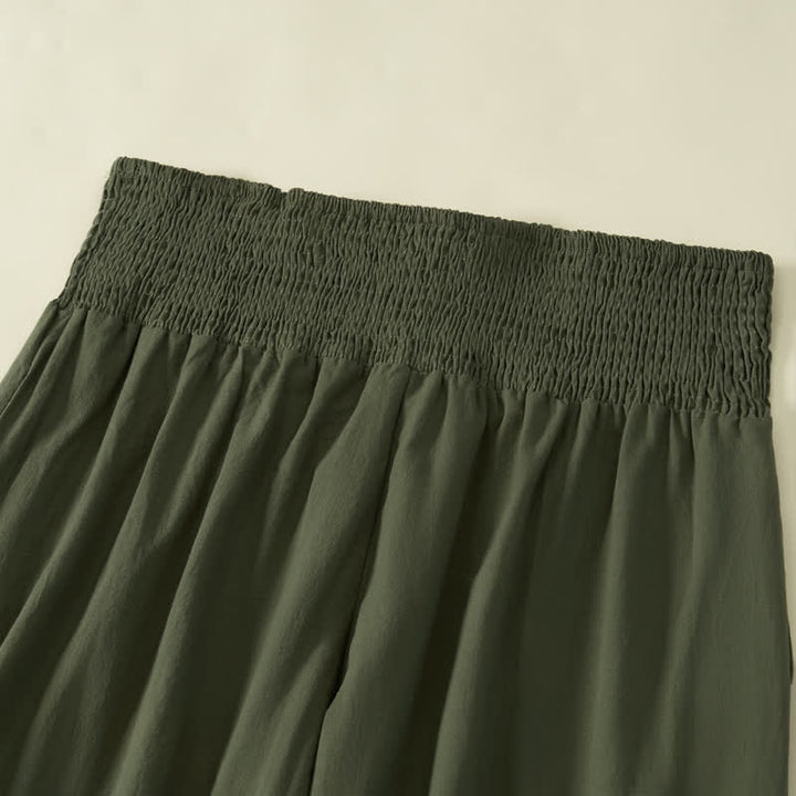 Buddha Stones Pantalon long uni décontracté et minimaliste pour femme, style printemps-été, jambes larges et poches - image 9