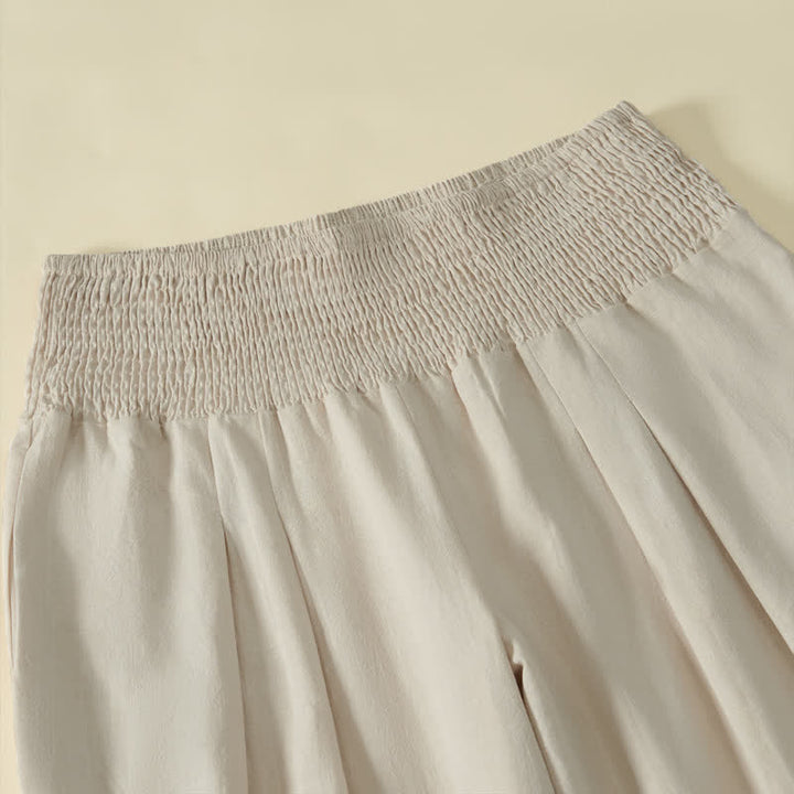 Buddha Stones Pantalon long uni décontracté et minimaliste pour femme, style printemps-été, jambes larges et poches - image 2
