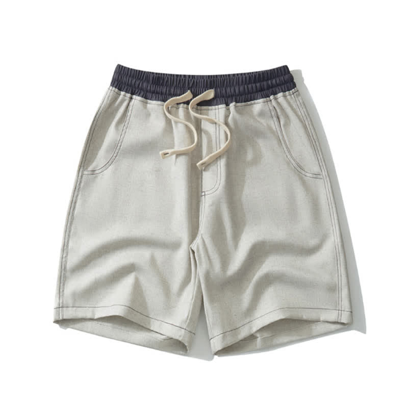 Short d'été décontracté et sportif pour homme, à cordon de serrage, couleur unie, avec poche , Buddha Stones - Beige - US/UK/AU42, EU52 (3XL) - image 8