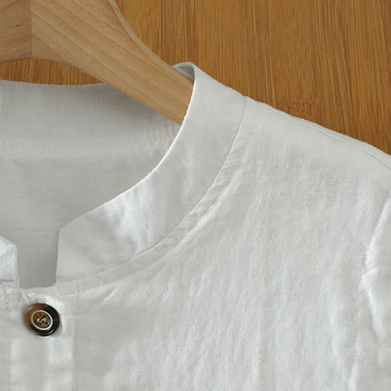 Buddha Stones Débardeur d'été minimaliste à col mandarin boutonné, style Tang, avec poche - image 18