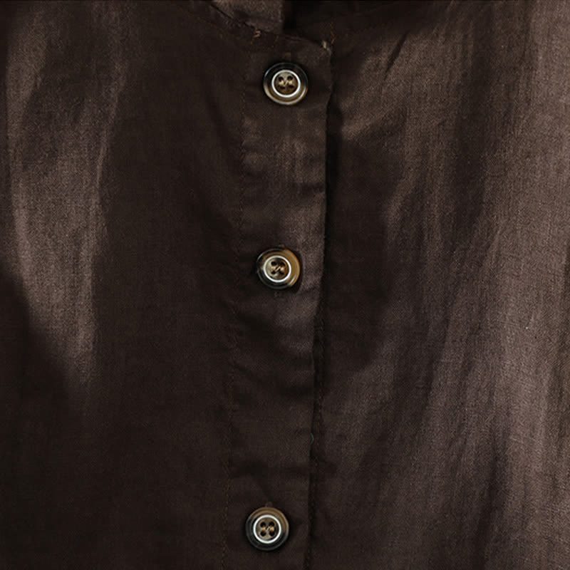 Buddha Stones Débardeur d'été minimaliste à col mandarin boutonné, style Tang, avec poche - image 12