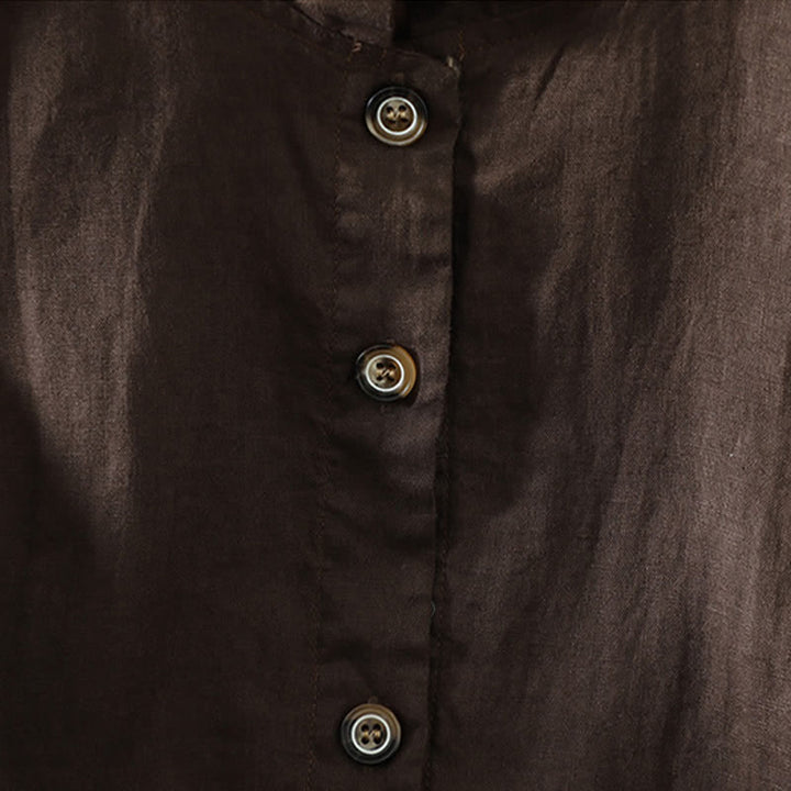 Buddha Stones Débardeur d'été minimaliste à col mandarin boutonné, style Tang, avec poche - image 12