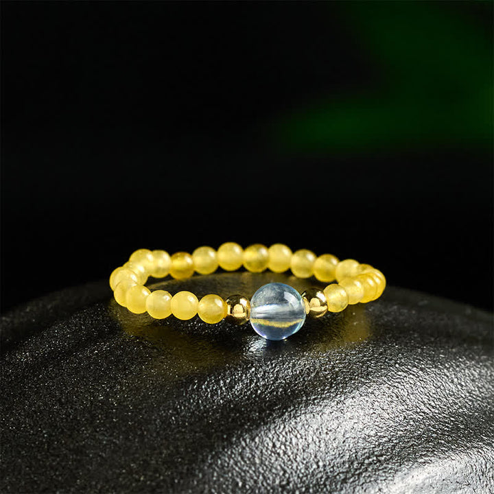 Buddha Stones Anneau élastique de guérison avec mini perles de 2 mm en rhodonite naturelle, aigue-marine, topaze et quartz rose - image 10