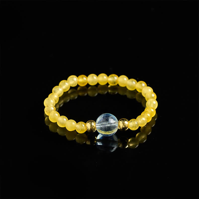 Buddha Stones Anneau élastique de guérison avec mini perles de 2 mm en rhodonite naturelle, aigue-marine, topaze et quartz rose - image 9