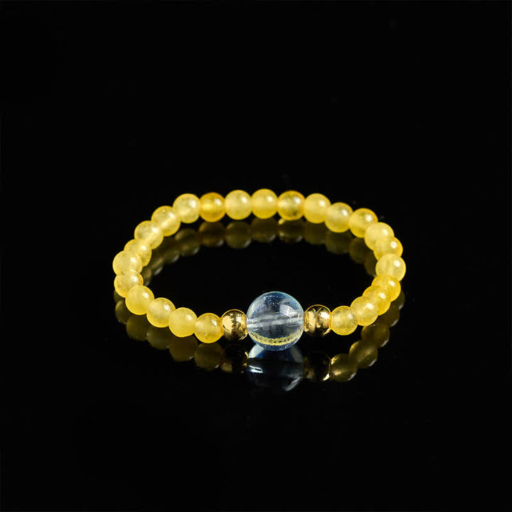 Buddha Stones Anneau élastique de guérison avec mini perles de 2 mm en rhodonite naturelle, aigue-marine, topaze et quartz rose - image 9