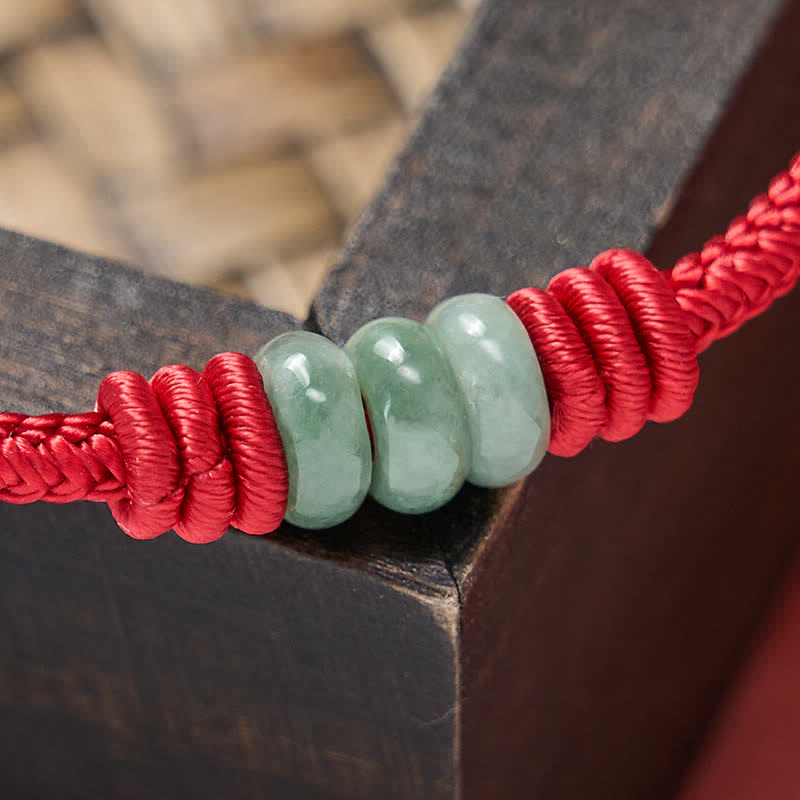 Buddha Stones Bracelet tressé à nœud coulissant en jade rouge fait main - image 11