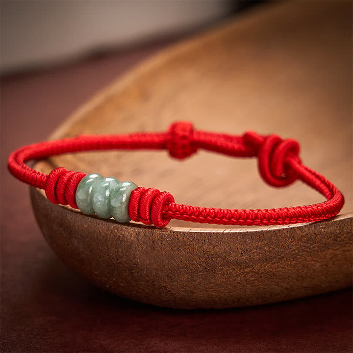 Buddha Stones Bracelet tressé à nœud coulissant en jade rouge fait main - image 9