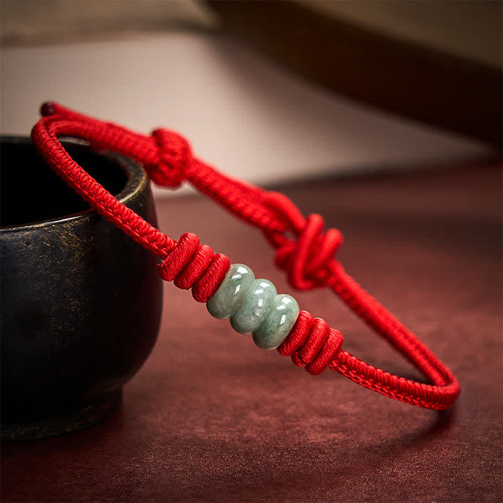 Buddha Stones Bracelet tressé à nœud coulissant en jade rouge fait main - Rouge - 5,91-7,48 pouces (15-19 cm) - image 8