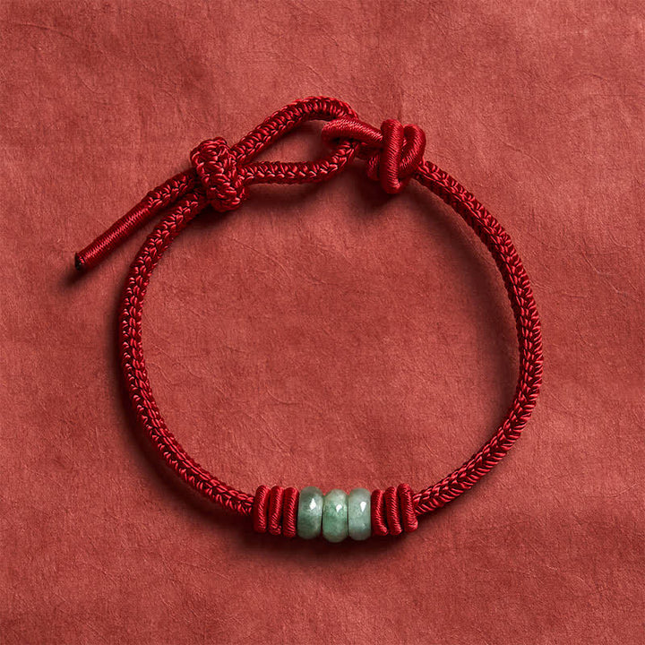 Buddha Stones Bracelet tressé à nœud coulissant en jade rouge fait main - image 3
