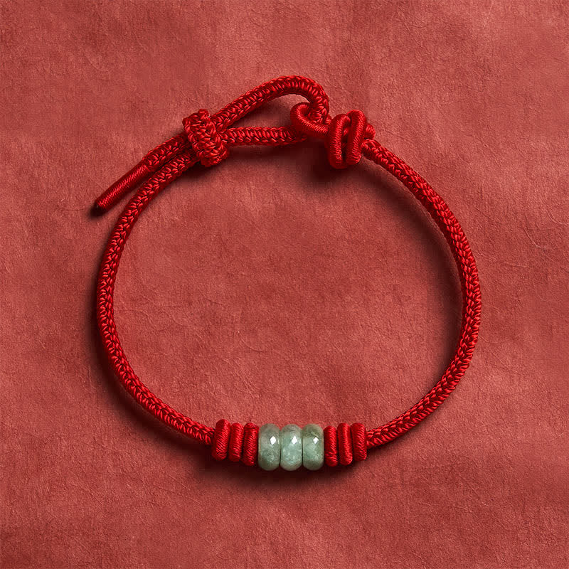 Buddha Stones Bracelet tressé à nœud coulissant en jade rouge fait main - image 10