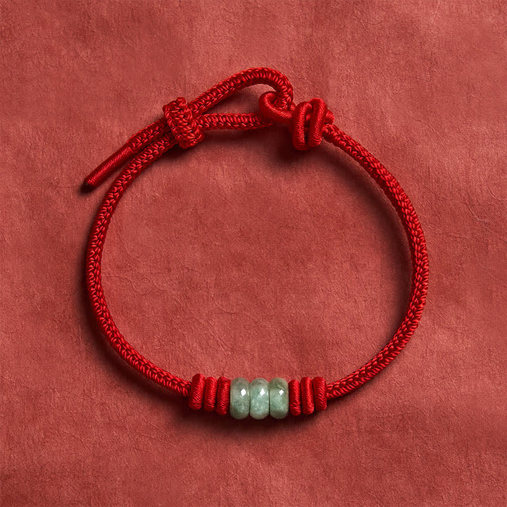 Buddha Stones Bracelet tressé à nœud coulissant en jade rouge fait main - image 10