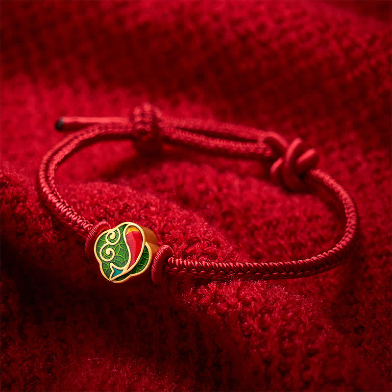 Buddha Stones Bracelet ajustable tressé à la main avec double carpe koï et cordon rouge. - Rouge foncé - 5,91-7,48 pouces (15-19 cm) - image 0