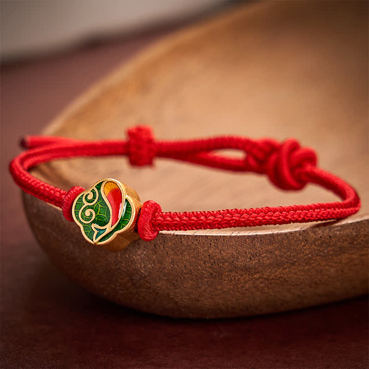 Buddha Stones Bracelet ajustable tressé à la main avec double carpe koï et cordon rouge. - image 10