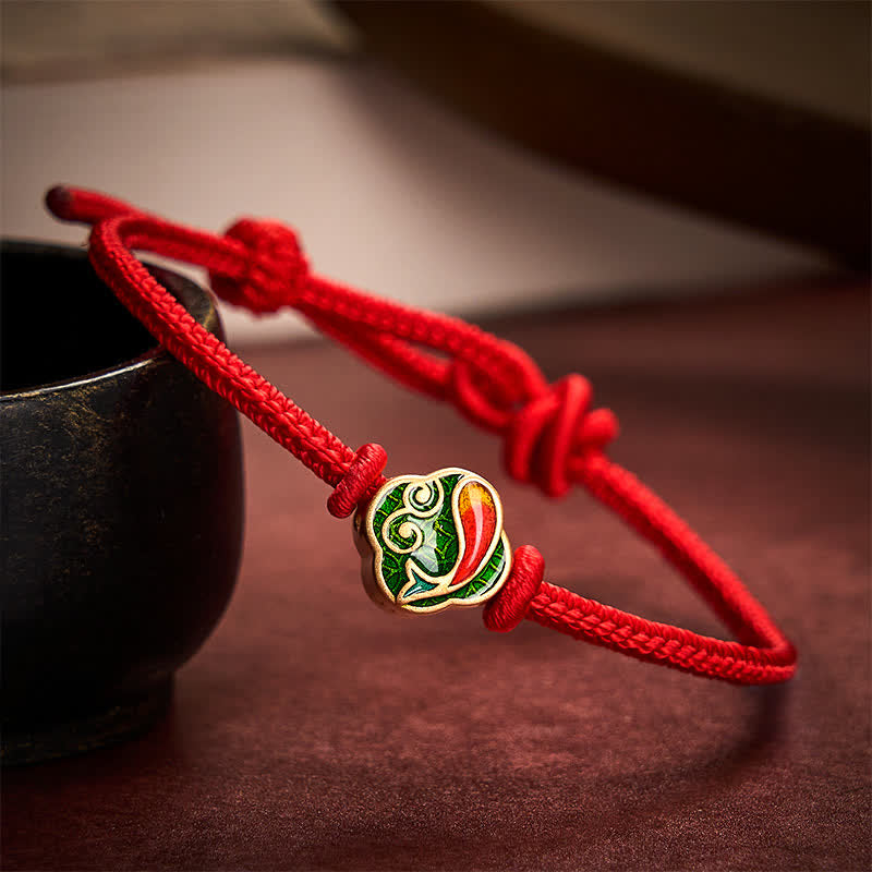 Buddha Stones Bracelet ajustable tressé à la main avec double carpe koï et cordon rouge. - Rouge - 5,91-7,48 pouces (15-19 cm) - image 9