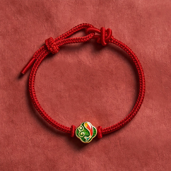 Buddha Stones Bracelet ajustable tressé à la main avec double carpe koï et cordon rouge. - image 12