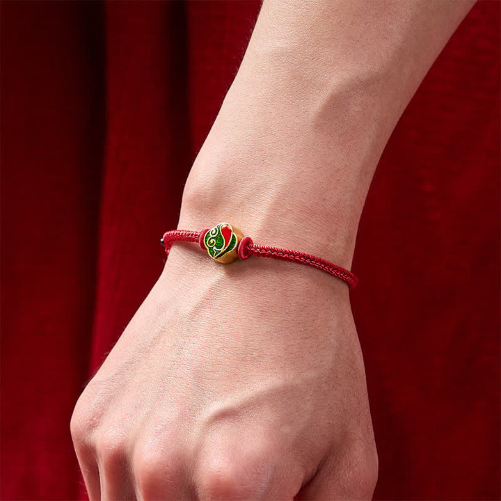 Buddha Stones Bracelet ajustable tressé à la main avec double carpe koï et cordon rouge. - image 4