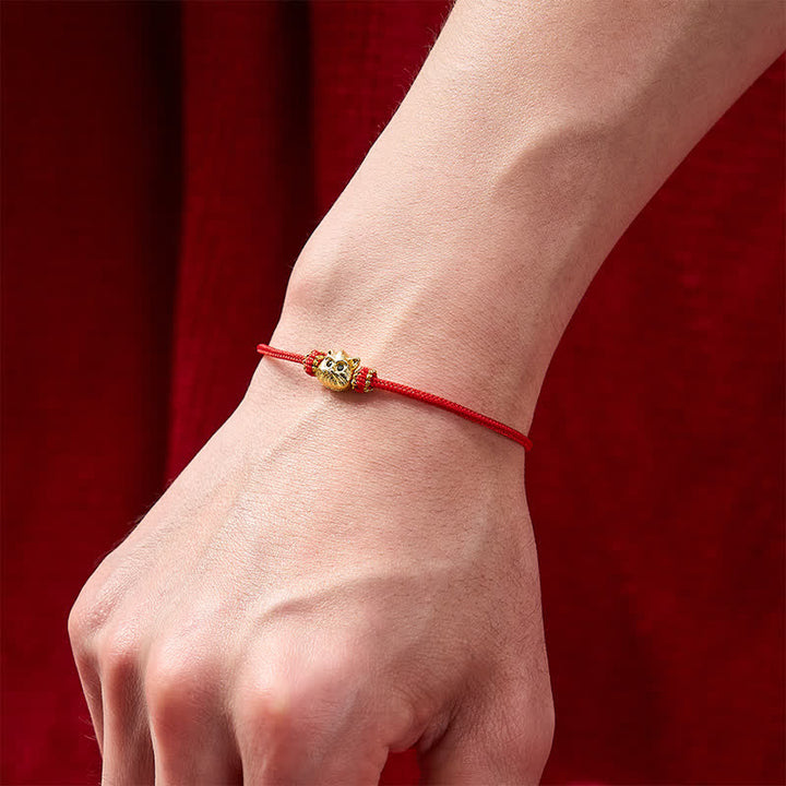 Buddha Stones Bracelet porte-bonheur chat mignon tissé à la main en fil rouge - image 4