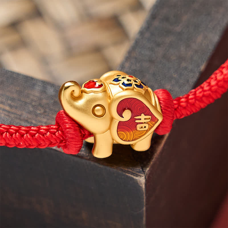 Buddha Stones Bracelet tressé ajustable fait main avec éléphant, cœur et motif amour, en fil rouge. - image 12